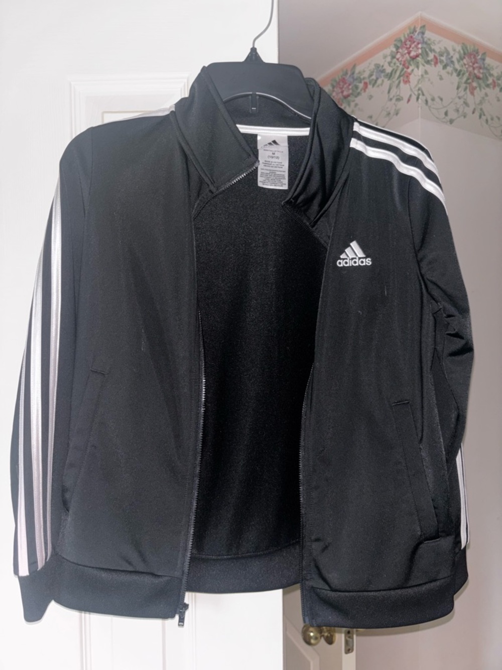 adidas Black Lightweight Track Jacket with White Stripes